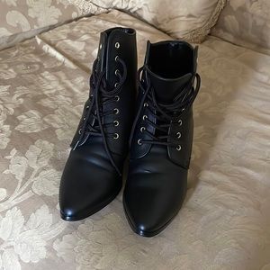 Black lace up old time boots